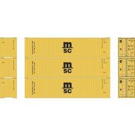 athearn 27872 msc 40' container 3 pk